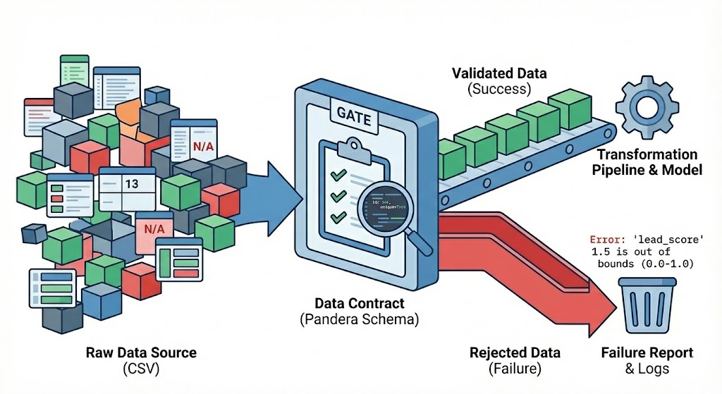 Image showing how data contracts validate data.