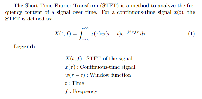Short-Time Fourier Transform equation (Latex compiled)