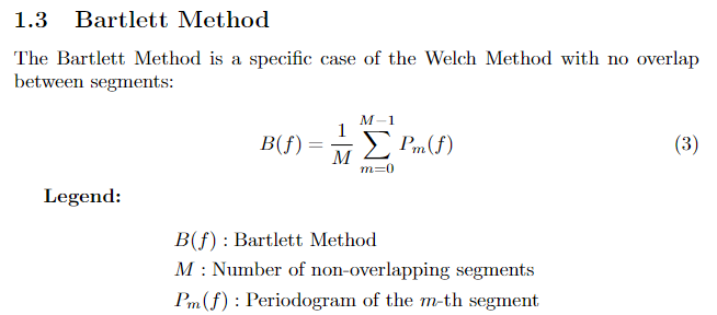 PSD Bartlett estimation equation (Latex compiled)