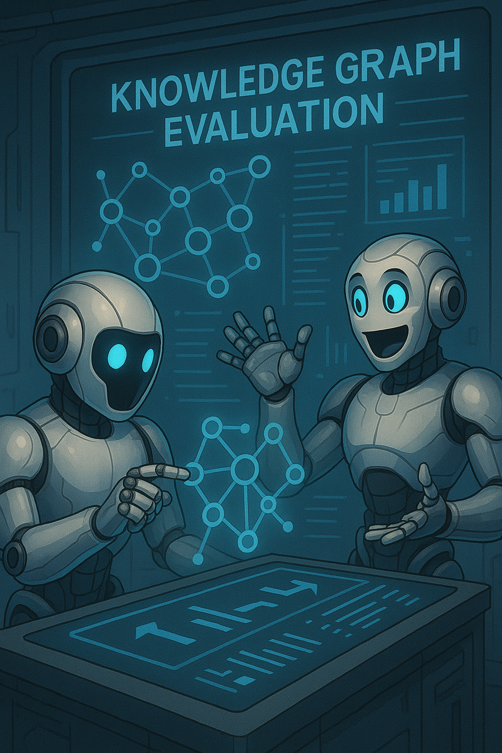 Illustration of robots evaluating a model